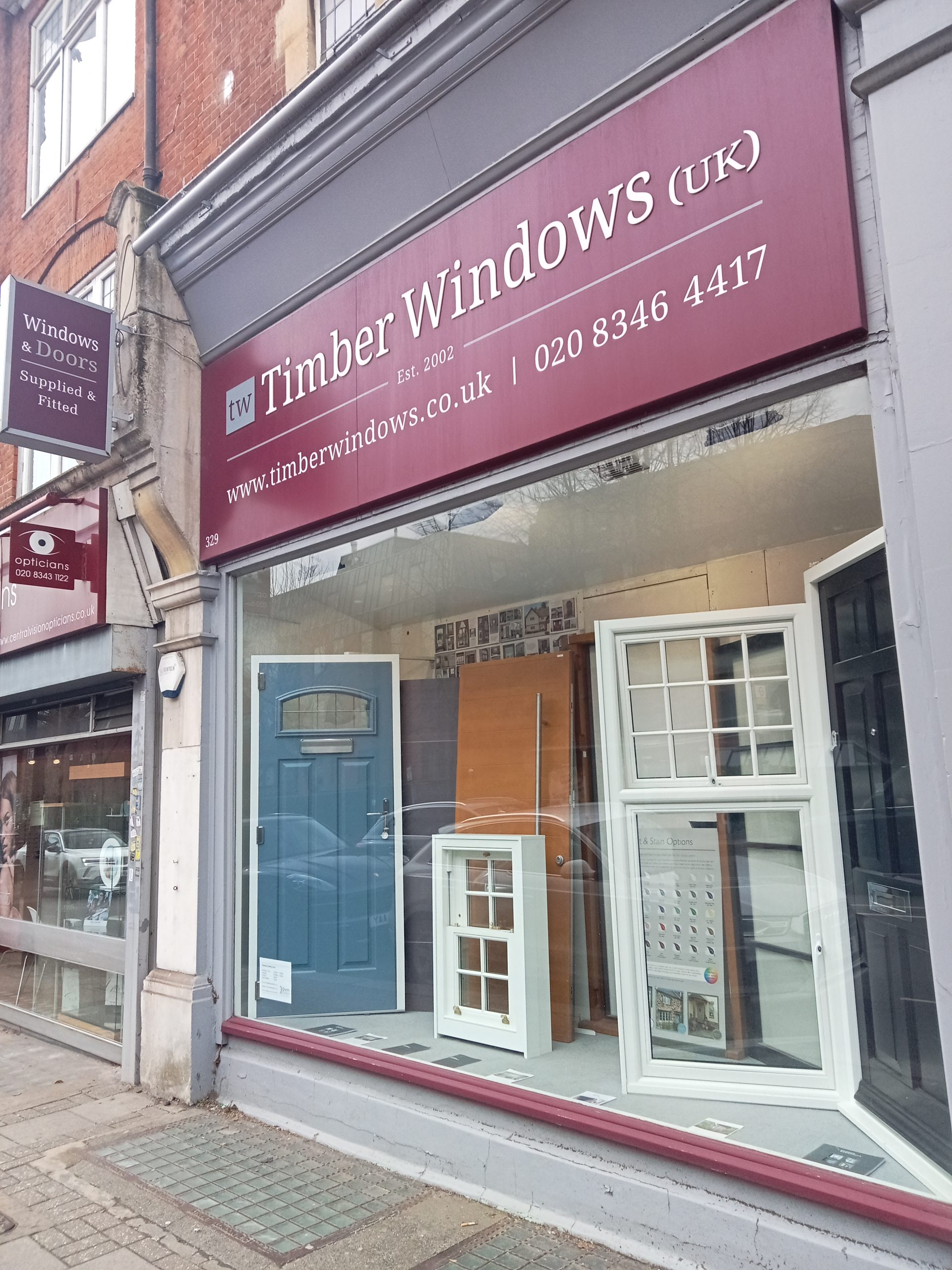 Shop front with red signing